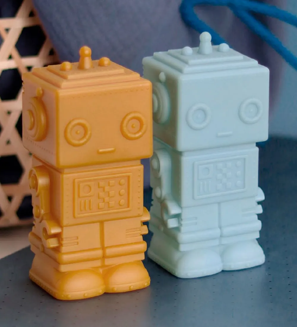 A Little Lovely Company Natlamper|Fritstående Lamper*Lampe - 14 cm - Robot - Smoky Blue