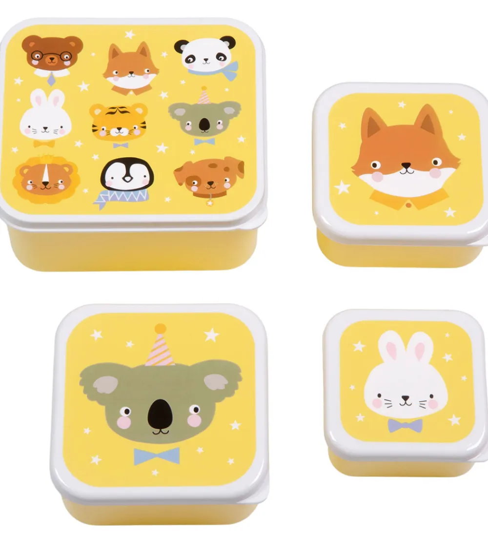 A Little Lovely Company Madkasser*Madkassesæt - 4 stk - Animal Friends