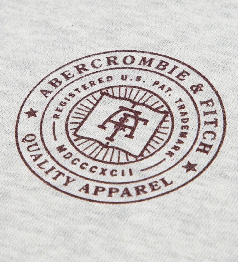 Hættetrøjer-Abercrombie & Fitch Hættetrøje - Lysegråmeleret m. Print