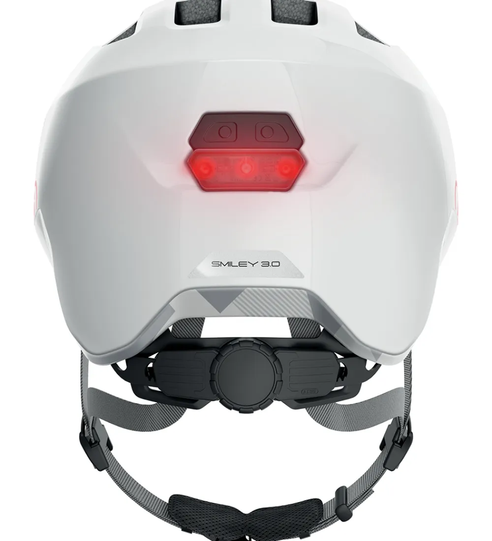 Børnesikkerhed|Cykelhjelme-Abus Cykelhjelm - Smiley 3.0 Ace Led - Shiny White