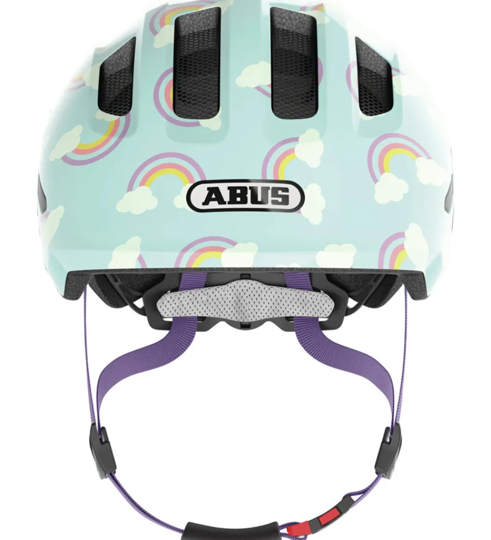 Abus Børnesikkerhed|Cykelhjelme*Cykelhjelm - Smiley 3.0 Led - Blue Rainbow