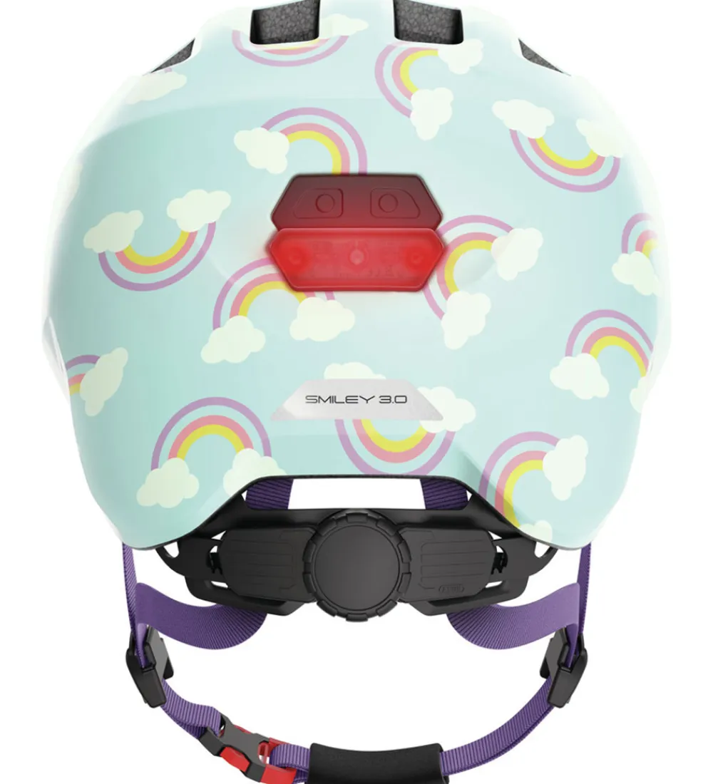 Abus Børnesikkerhed|Cykelhjelme*Cykelhjelm - Smiley 3.0 Led - Blue Rainbow