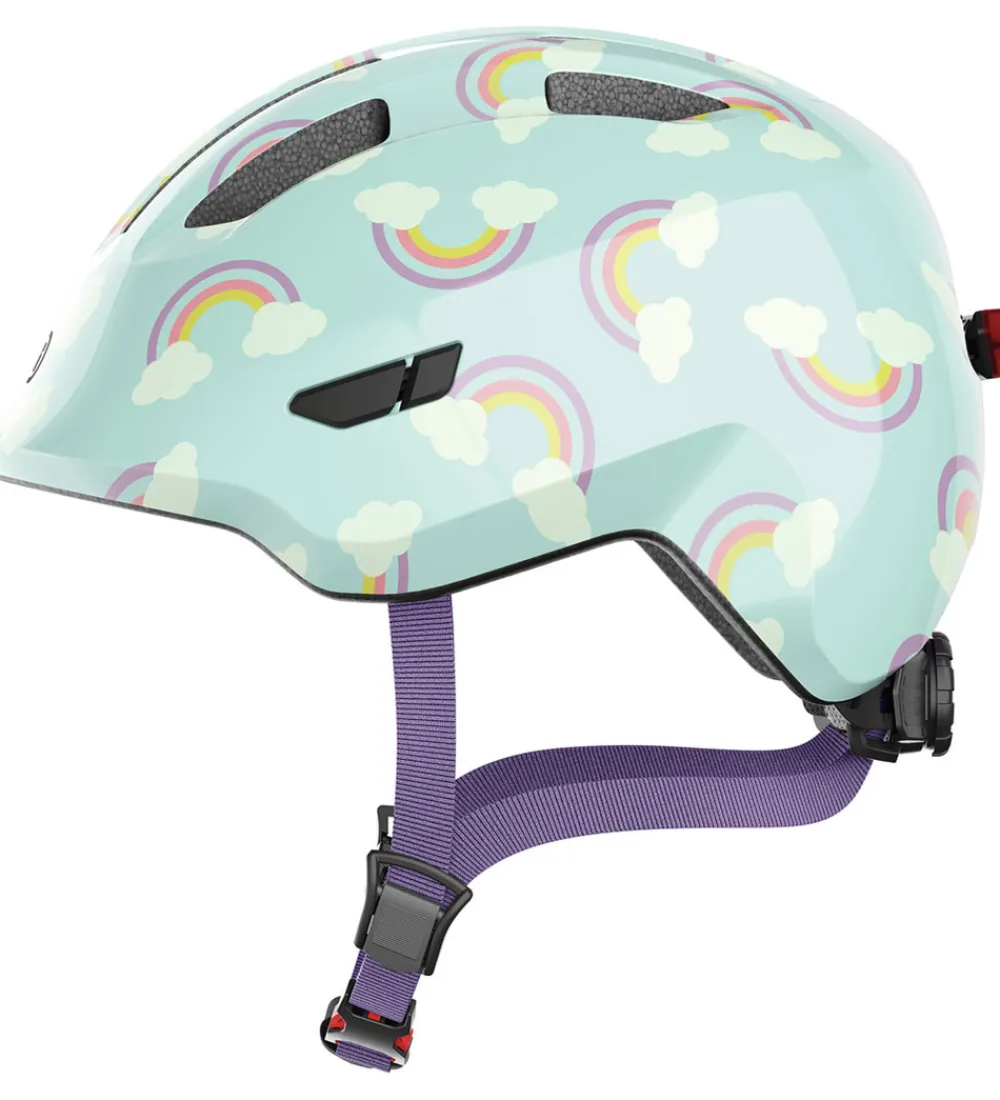 Abus Børnesikkerhed|Cykelhjelme*Cykelhjelm - Smiley 3.0 Led - Blue Rainbow