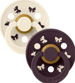 Sutter-BIBS Colour Sutter - Str. 2 - Rund - 2-pak - Bow - Ivory/Plum