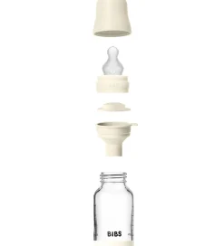 BIBS Sutteflasker|Amning*Sutteflaske - 120 ml - Glas/Silikone - Ivory
