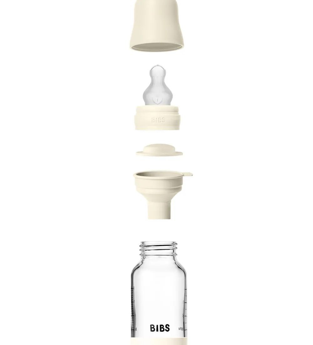 BIBS Sutteflasker|Amning*Sutteflaske - 120 ml - Glas/Silikone - Ivory