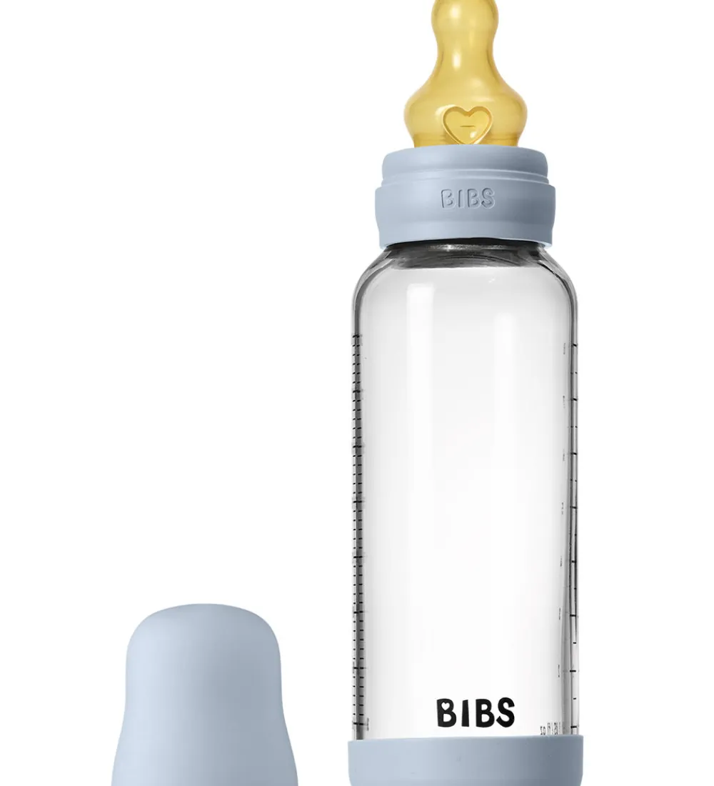 BIBS Sutteflasker|Amning*Sutteflaske - 240 ml - Glas/Naturgummi - Baby Blue