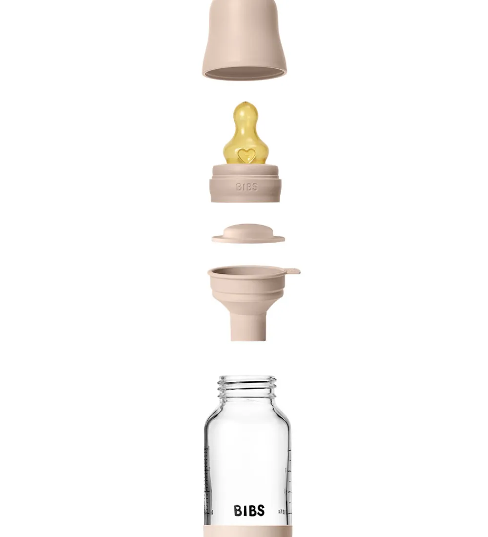 BIBS Sutteflasker|Amning*Sutteflaske - 120 ml - Glas/Naturgummi - Blush