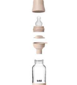 BIBS Sutteflasker|Amning*Sutteflaske - 120 ml - Glas/Silikone - Blush