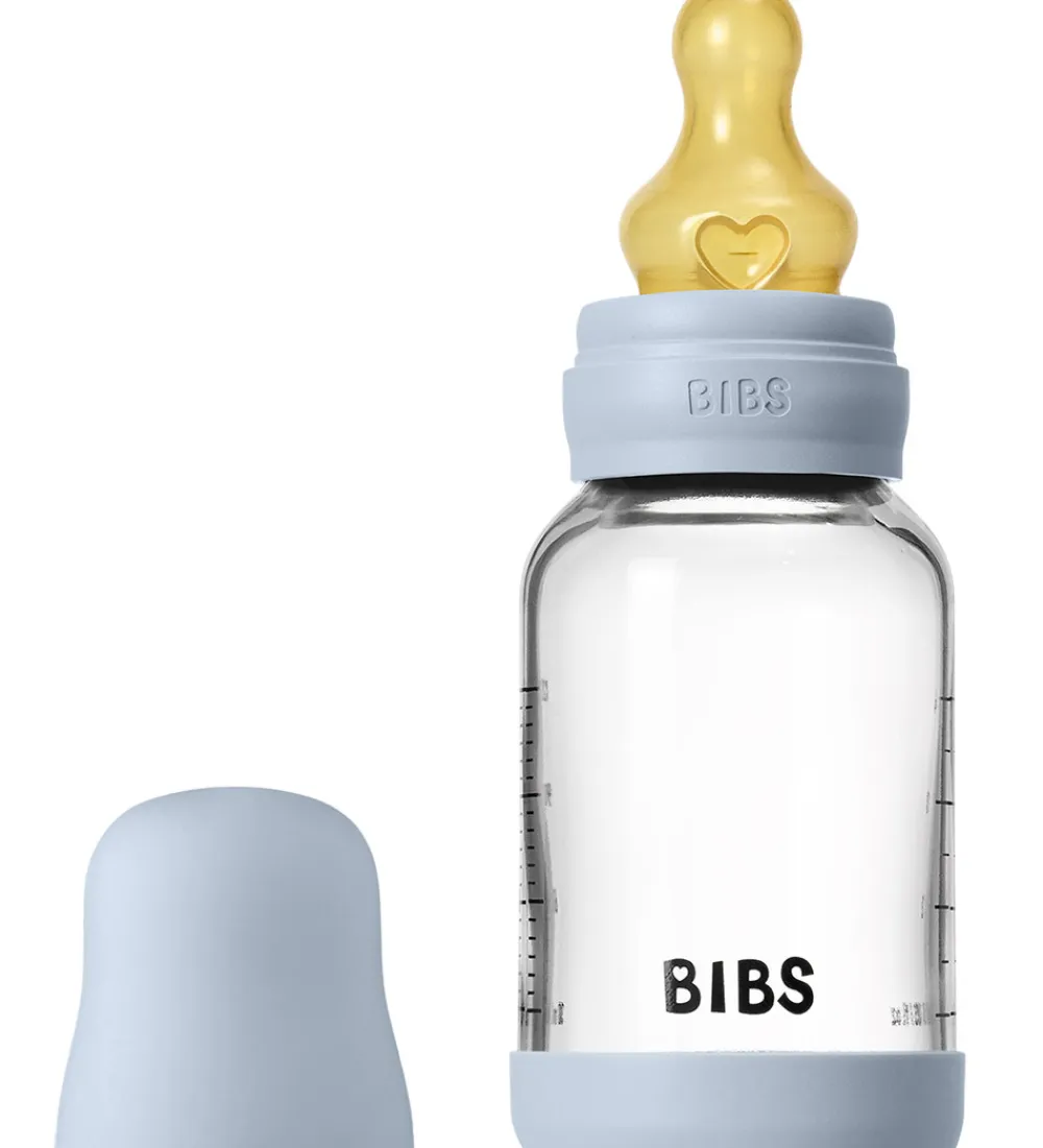 BIBS Sutteflasker|Amning*Sutteflaske - 120 ml - Glas/Naturgummi - Baby Blue