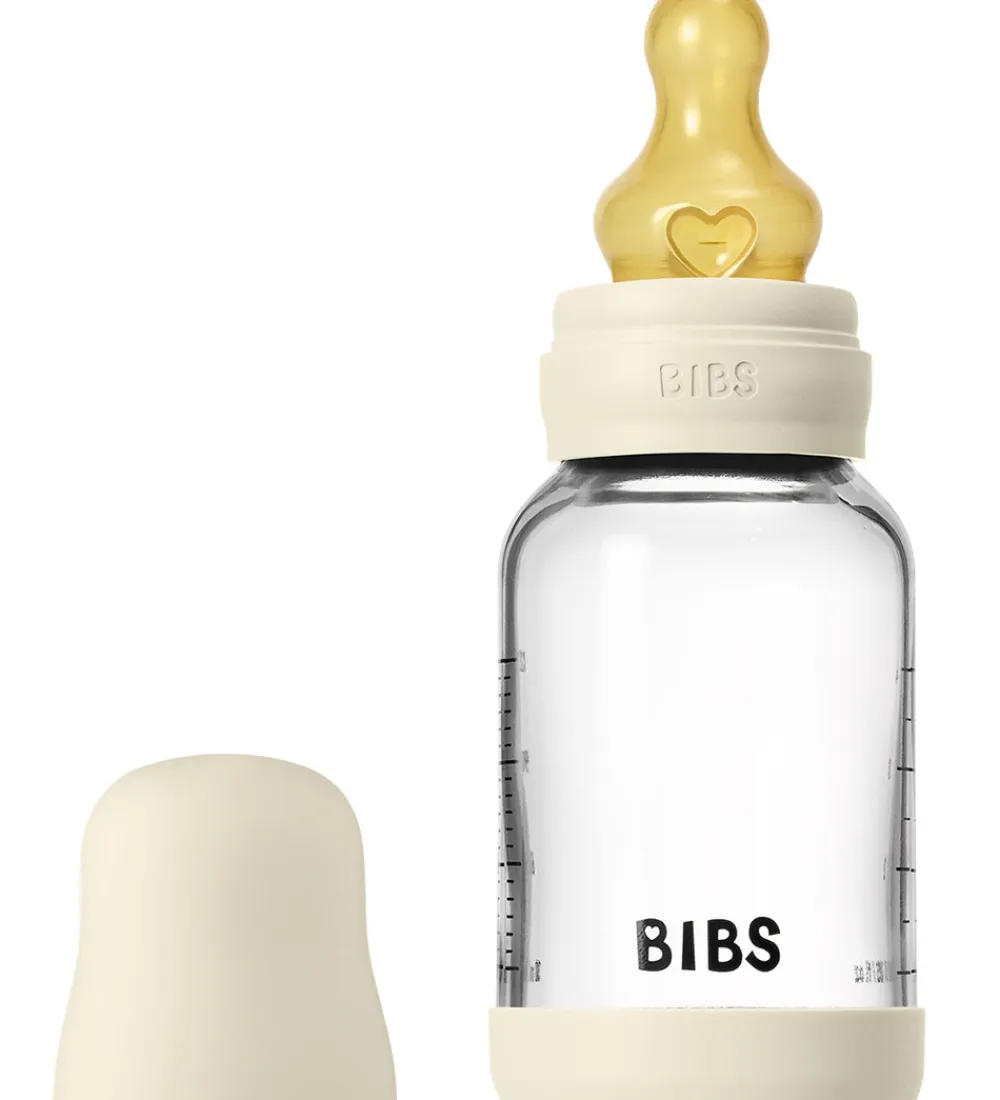 Sutter|Sutteflasker-BIBS Sutteflaske - 120 ml - Glas/Naturgummi - Ivory