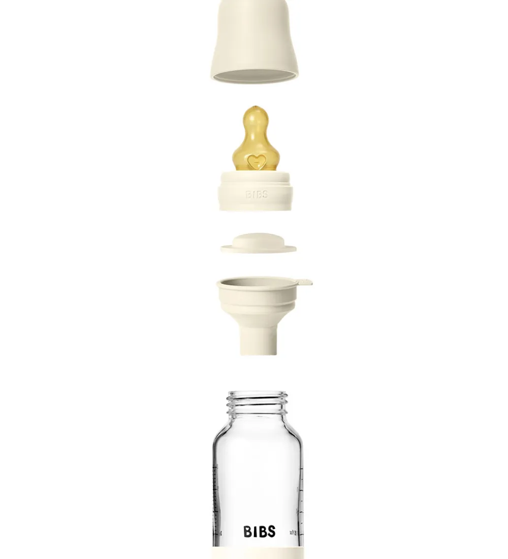 Sutter|Sutteflasker-BIBS Sutteflaske - 120 ml - Glas/Naturgummi - Ivory