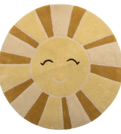 Tæpper|Børneværelset-Bloomingville Gulvtæppe - 110 cm - Sun - Uld - Gul