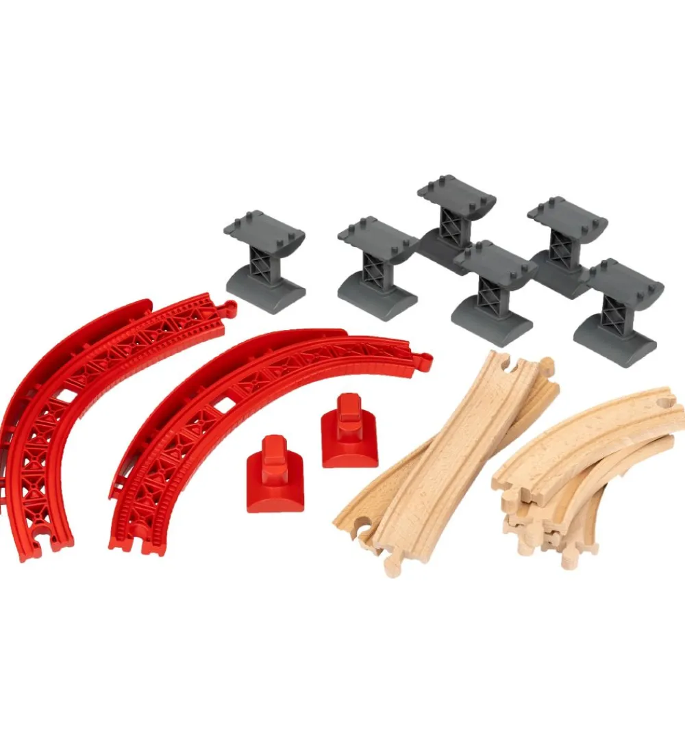 Brio-BRIO World Buede, Hævede Skinner - 17 Dele - Træ 33995