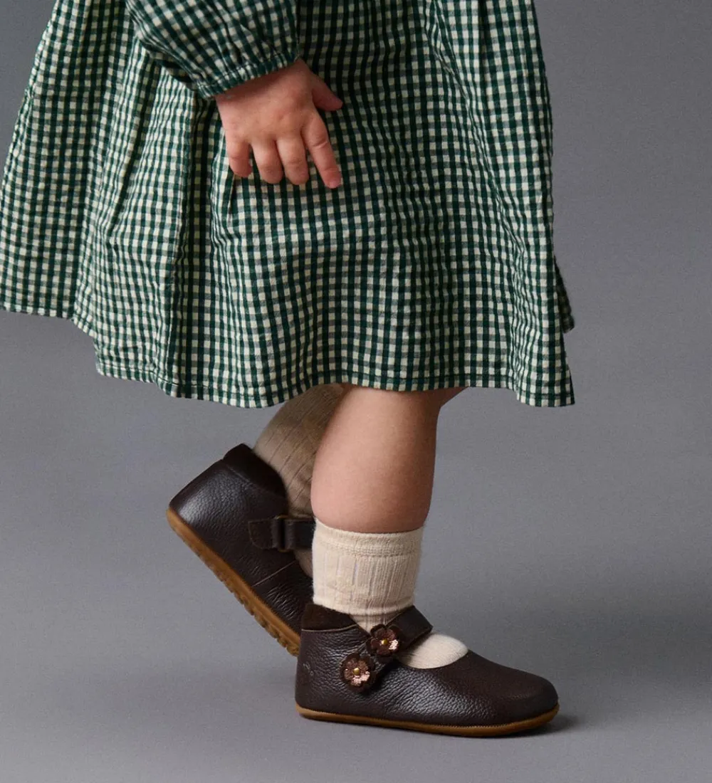 Hjemmesko-Bundgaard Ballerina Skindfutter - Wide Fit - Aya Flower - Brown