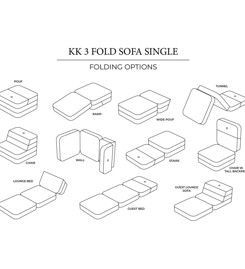 by KlipKlap Sofaer*Foldesofa - 3 Fold Single - 70 cm - Soft Rose/Rose
