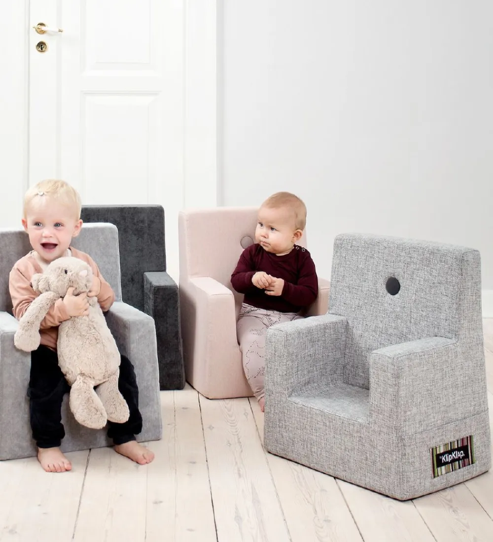 by KlipKlap Stole*Lænestol - Kids Chair - 43x43x50 cm - Multi Grey/Gre