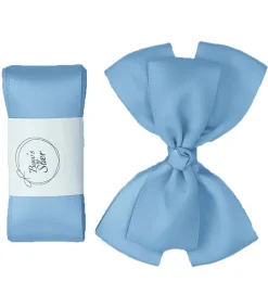 By Stær Hårbånd*Dåbsbånd m. Sløjfe - Satin - Double Bow - Lyseblå