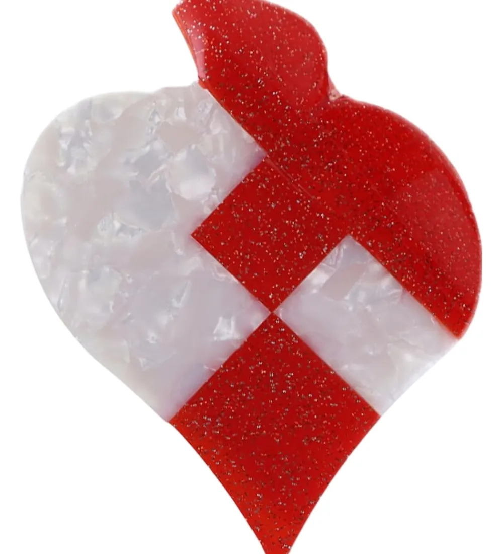 Hårspænder|Hårpynt-By Stær Hårklemme - Julehjerte - 9x5 cm - Hvid/Rød