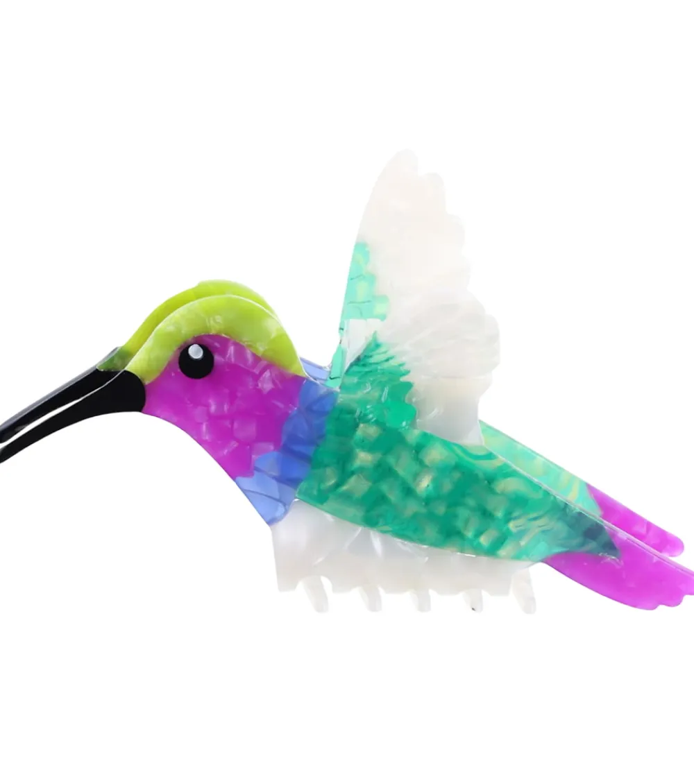 By Stær Hårspænder|Hårpynt*Hårklemme - Kolibri - 12x8 cm - Grøn/Lilla
