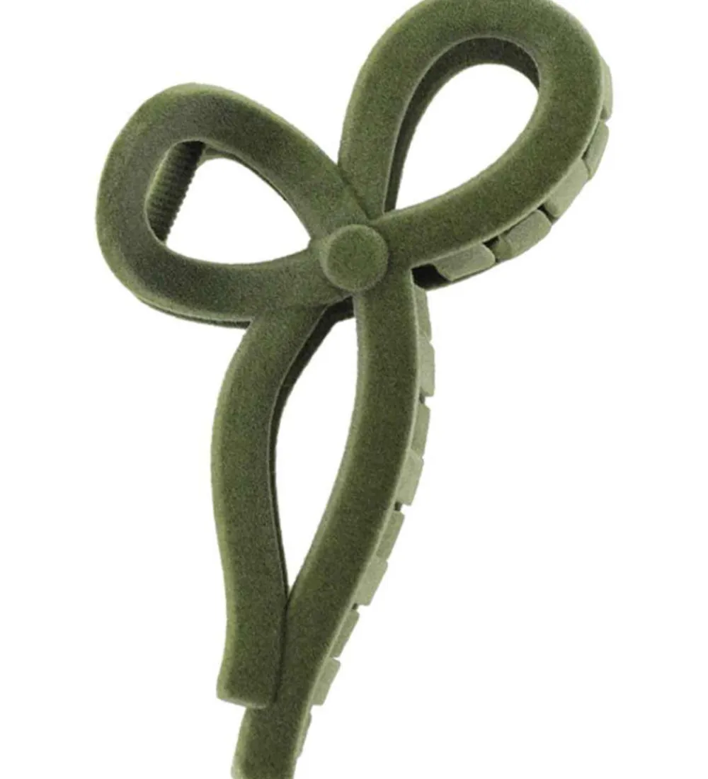 Hårspænder-By Stær Hårklemme - Merina Velour - 13 cm - Stor - Støvet Grøn