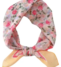 By Stær Tørklæder*Tørklæde - Lilo - 57x58 cm - Gul/Rosa Blomster