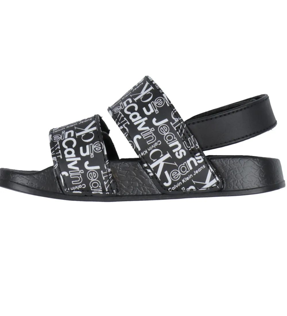 Calvin Klein Badesandaler*Badesandaler - Velcro - Sort m. Hvid