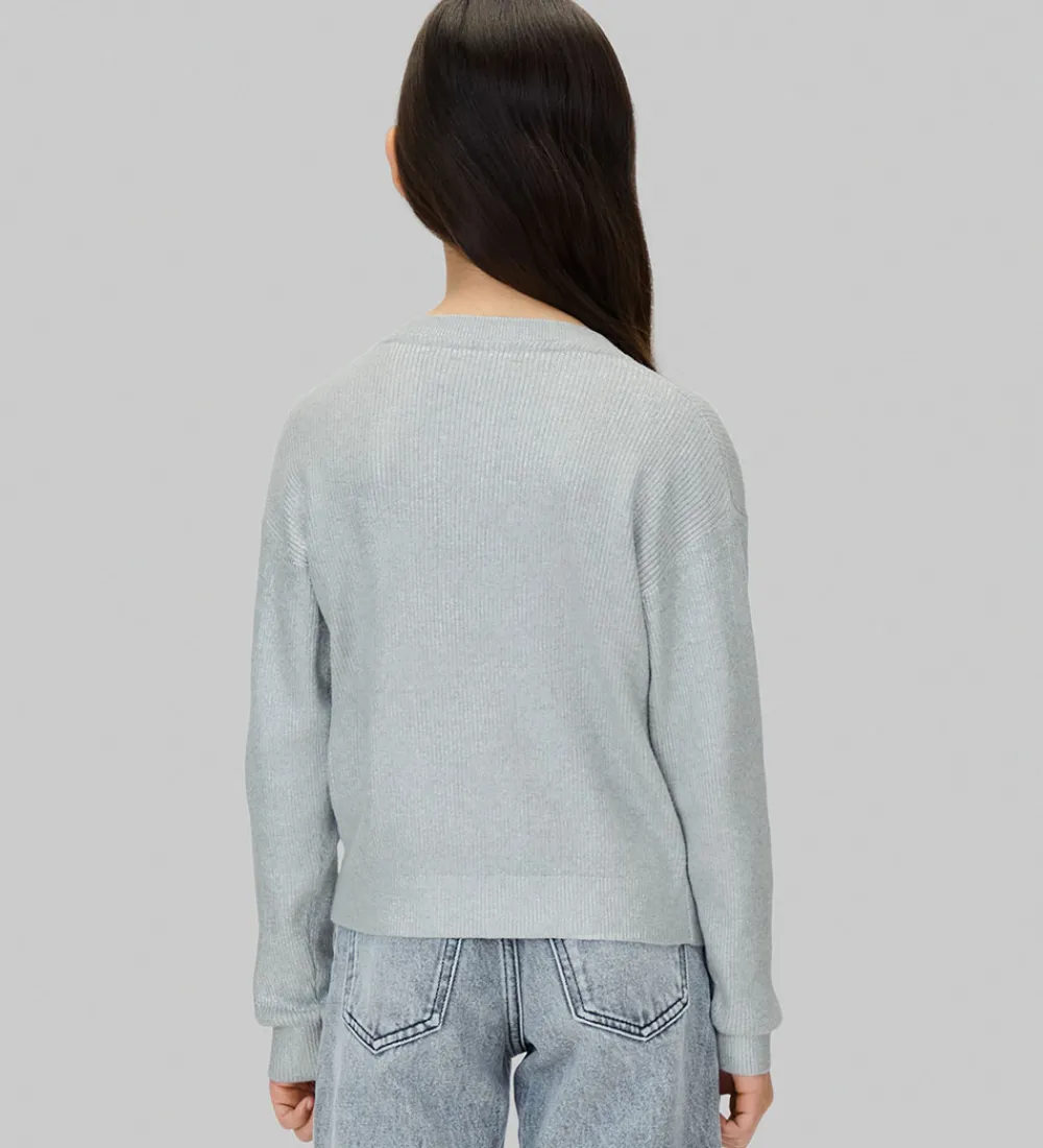 Striktrøjer-Calvin Klein Cardigan - Strik - Coated - Sølv