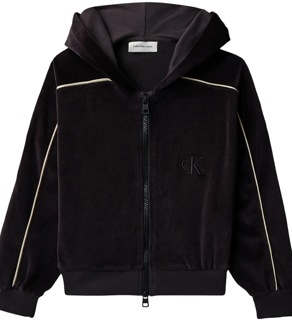 Cardigans-Calvin Klein Cardigan - Velour - Sort