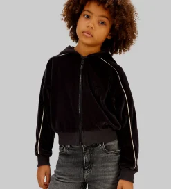 Cardigans-Calvin Klein Cardigan - Velour - Sort