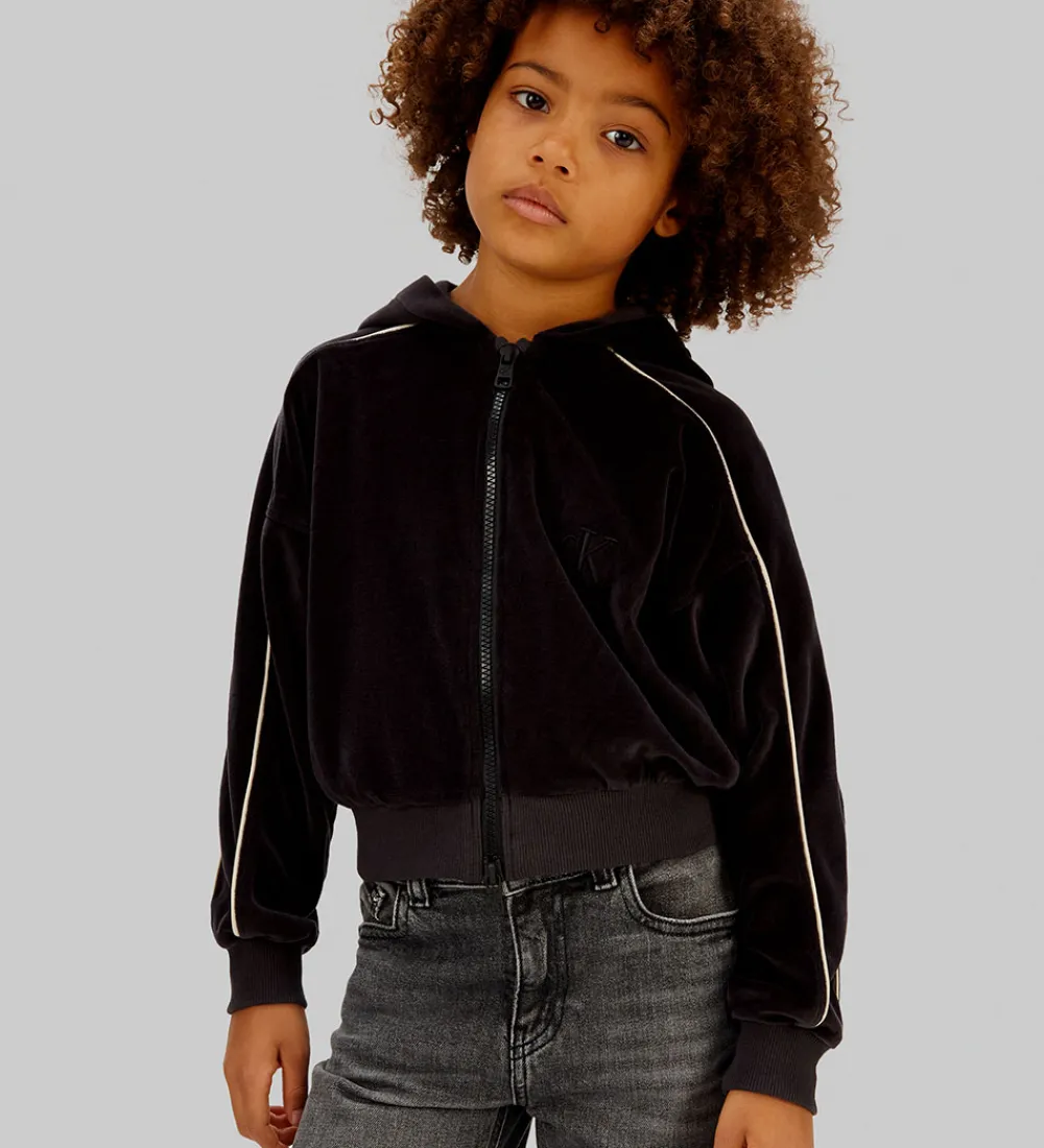 Cardigans-Calvin Klein Cardigan - Velour - Sort