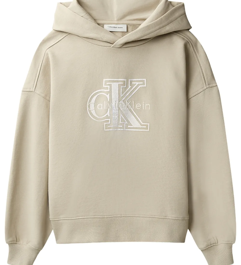 Hættetrøjer-Calvin Klein Hættetrøje - Velvet Monologo - Ancient Marble Grey