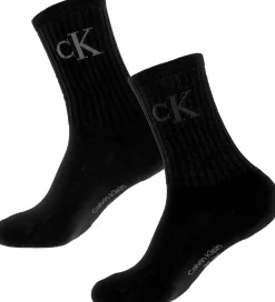 Strømper|Basis-Calvin Klein Strømper - 2-pak - Sort m. Logo