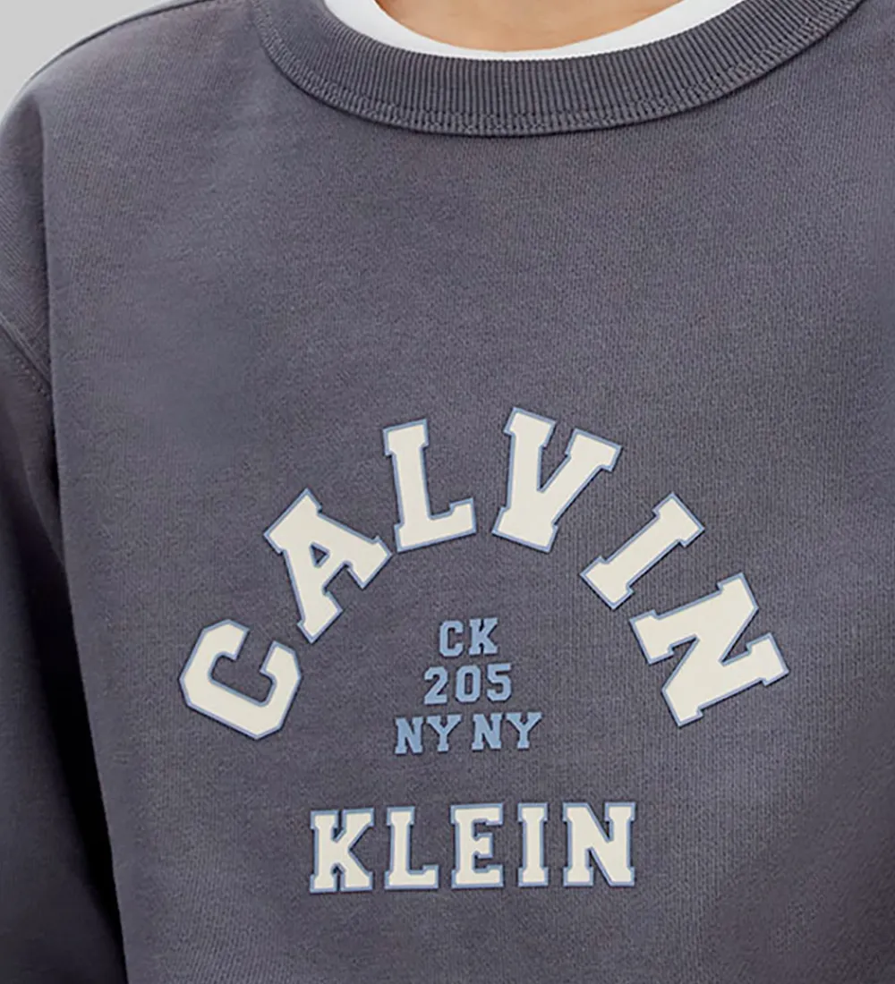 Sweatshirts-Calvin Klein Sweatshirt - Varsity - Coal Grey