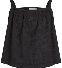 Calvin Klein Toppe*Top - Rib - Crinkle Strap - Ck Black