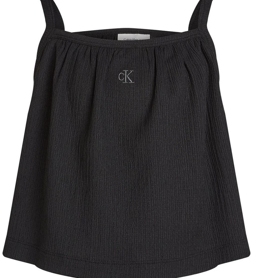 Calvin Klein Toppe*Top - Rib - Crinkle Strap - Ck Black