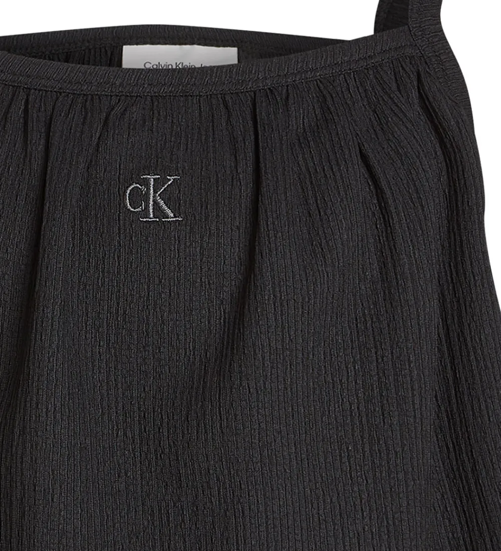 Calvin Klein Toppe*Top - Rib - Crinkle Strap - Ck Black