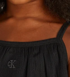 Calvin Klein Toppe*Top - Rib - Crinkle Strap - Ck Black