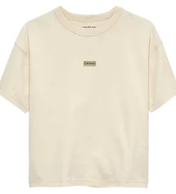 T-Shirts-Calvin Klein T-shirt - Folded Logo Label - White Gray