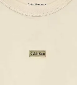 T-Shirts-Calvin Klein T-shirt - Folded Logo Label - White Gray