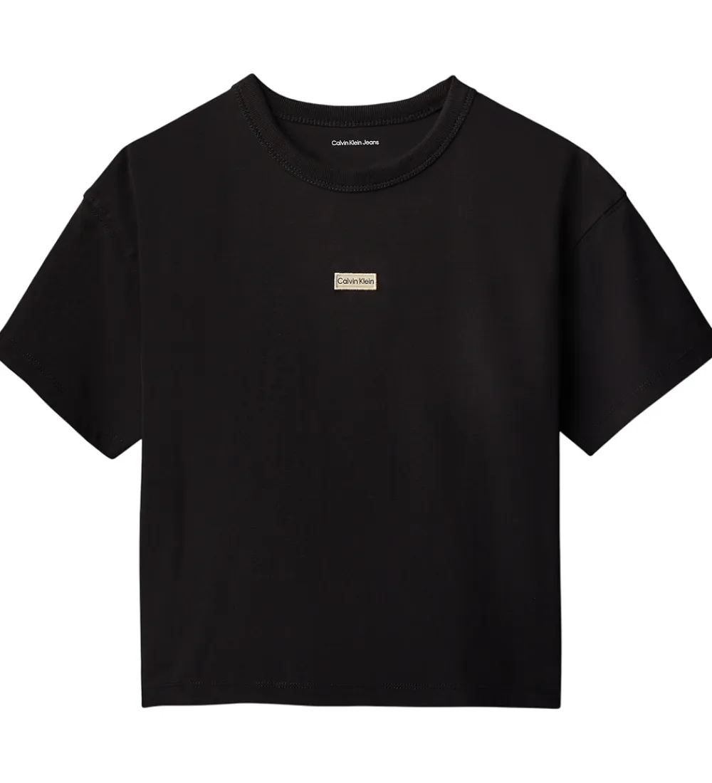 T-Shirts-Calvin Klein T-shirt - Folded Logo Label - CKBlack