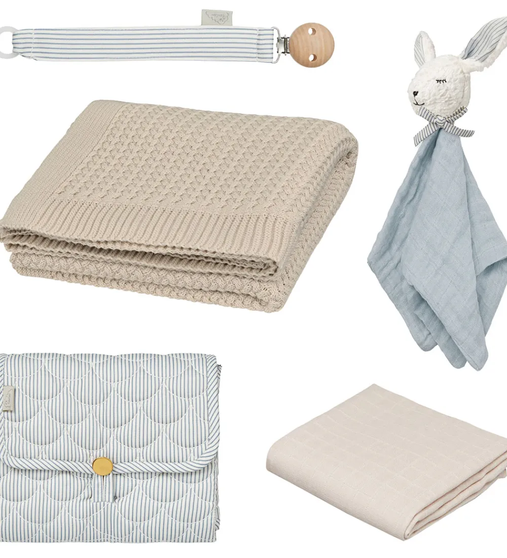 Tæpper|Sutteklude Og Nusseklude-Cam Cam Gaveæske - Babyshower - Classic Stripes Blue