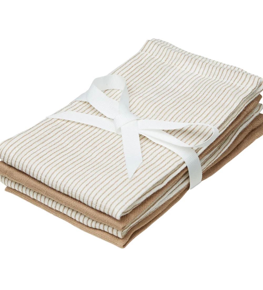 Vaskeklude-Cam Cam Vaskeklude - 4-pak - Classic Stripes Camel/Camel