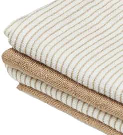 Vaskeklude-Cam Cam Vaskeklude - 4-pak - Classic Stripes Camel/Camel