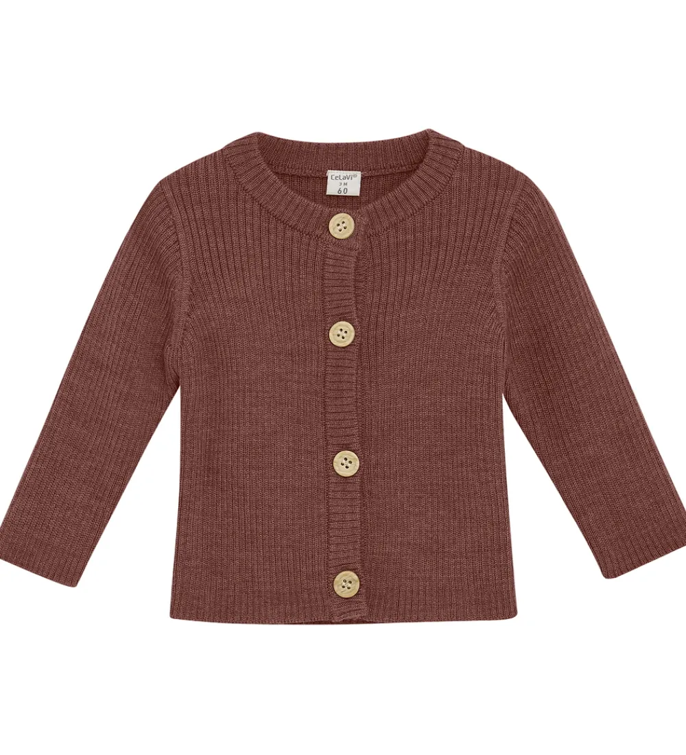 CeLaVi Striktrøjer*Cardigan - Uld - Marron