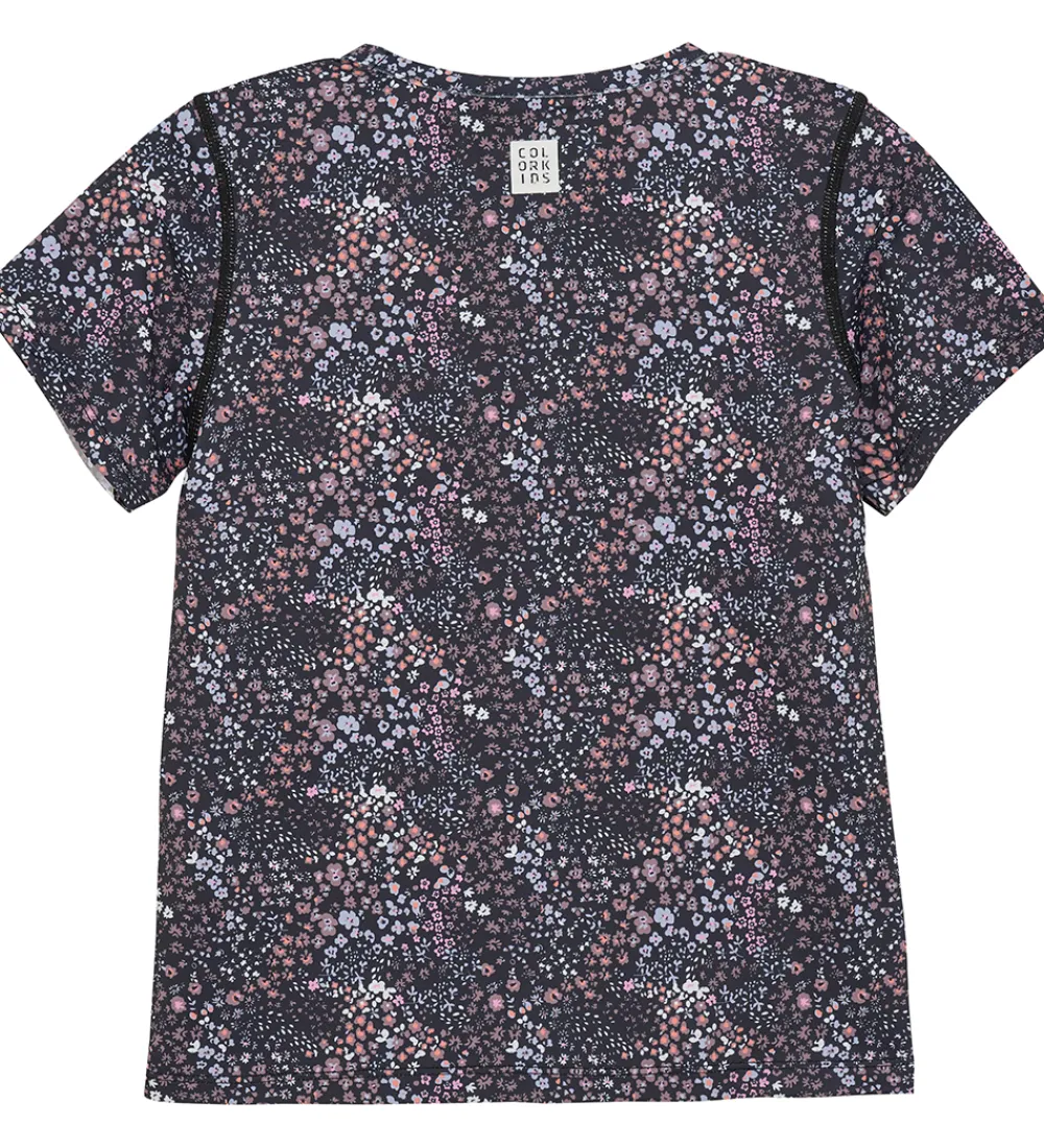 T-Shirts Og Toppe-Color Kids T-shirt - Phantom m. Blomster