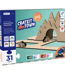 Crateit Trælegetøj*Kreasæt - Town - Træ - Rundt Om Bjerget - 31 Del