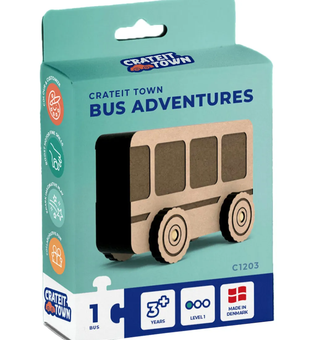 Trælegetøj-Crateit Kreasæt - Town - Træ - Bus Adventures