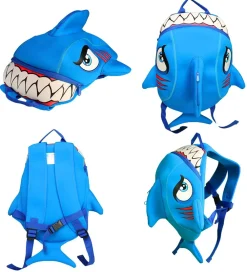 Børnehavetasker-Crazy Safety Børnehavetaske - Shark - Blå