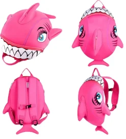 Børnehavetasker-Crazy Safety Børnehavetaske - Shark - Pink